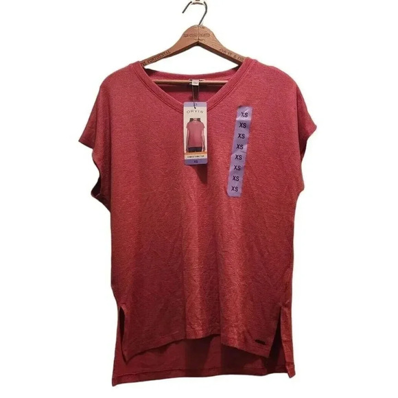 Orvis Womens Coral Color Knit Polyester Blend V-Neck Pullover Tunic Top Size XS - Picture 3 of 8